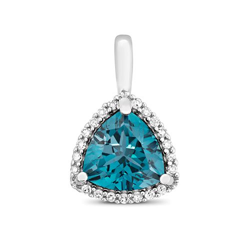 9CT DIAMOND AND LONDON BLUE TOPAZ PENDANT