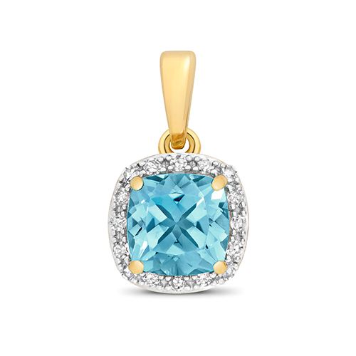9CT DIAMOND AND LIGHT SWISS BLUE TOPAZ