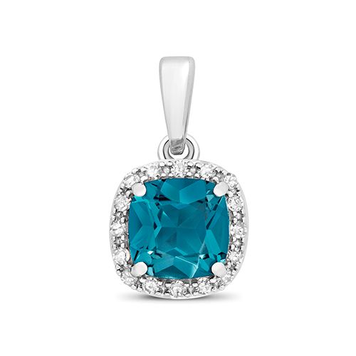 9CT DIAMOND AND LONDON BLUE TOPAZ PENDANT