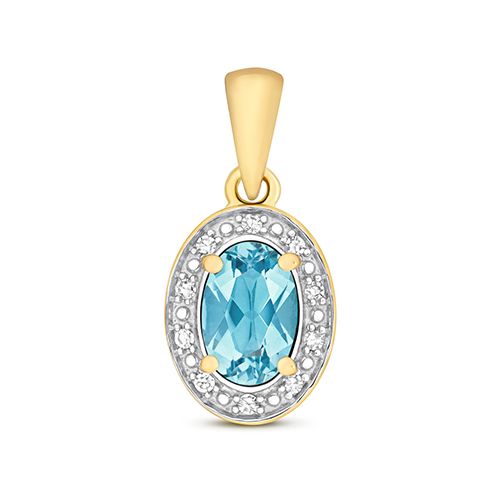 9CT DIAMOND AND LIGHT SWISS BLUE TOPAZ