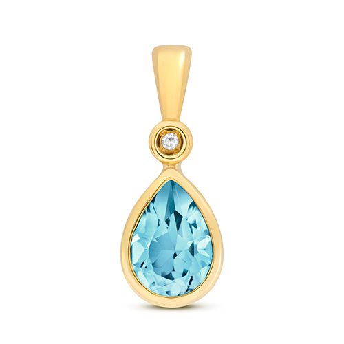 9CT DIAMOND AND LIGHT SWISS BLUE TOPAZ