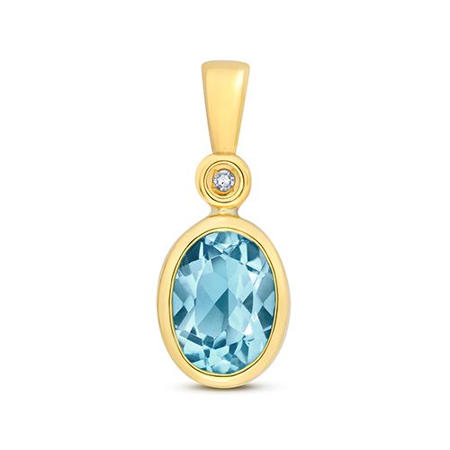 9CT DIAMOND AND LIGHT SWISS BLUE TOPAZ