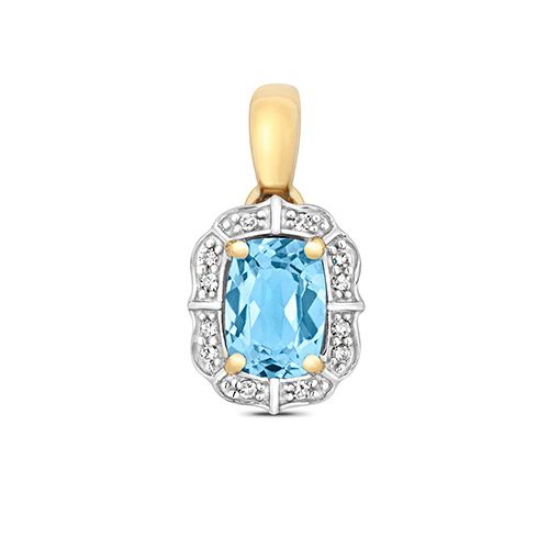 9CT DIAMOND AND LIGHT SWISS BLUE TOPAZ