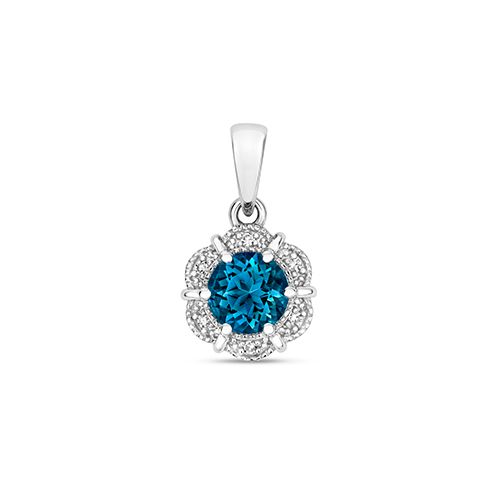 9CT DIAMOND & RD LONDON BLUE TOPAZ PENDANT