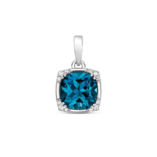 9CT DIAMOND & CU LONDON BLUE TOPAZ PENDANT