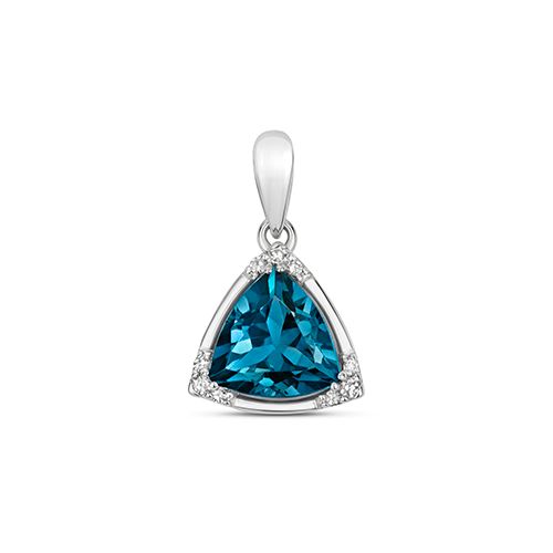 9CT DIAMOND & TRI LONDON BLUE TOPAZ PENDANT