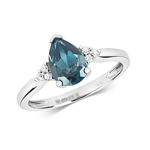 9CT DIAMOND AND LONDON BLUE TOPAZ