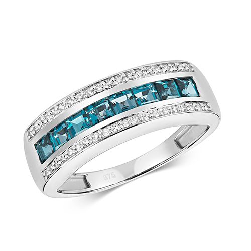 9CT DIAMOND AND LONDON BLUE TOPAZ ETERNITY