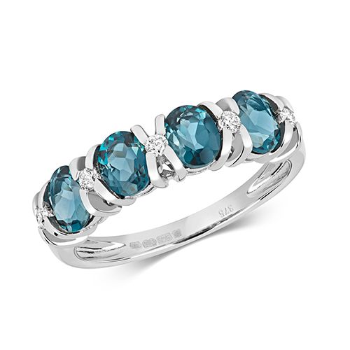 9CT DIAMOND AND LONDON BLUE TOPAZ ETERNITY