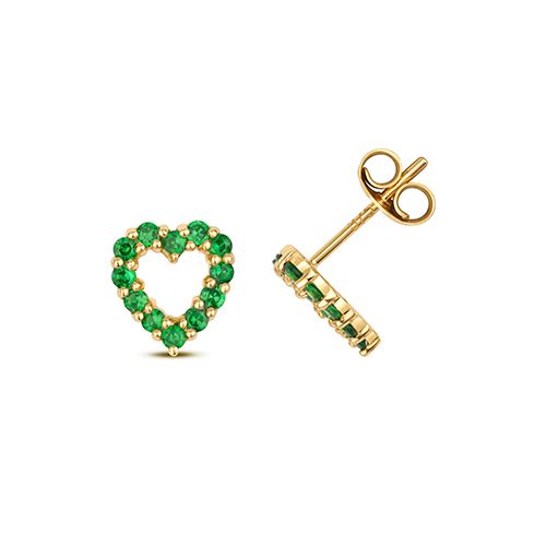 9CT TSAVORITE HEART EARRING STUDS