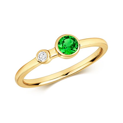 9CT DIAMOND & TSAVORITE RING