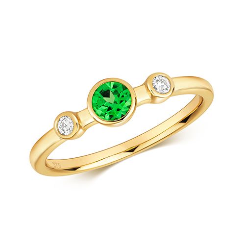 9CT DIAMOND & TSAVORITE RING