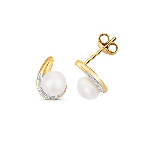 9CT DIAMOND & FRESH WATER PEARL STUDS