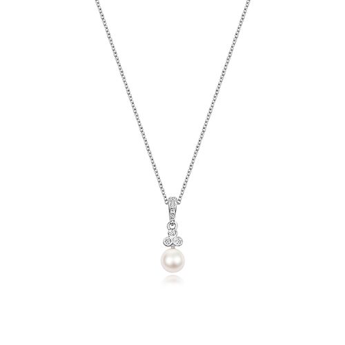 9CT FRESH WATER PEARL NECKLACE W/G DIA/0.04CT PRL/5MM