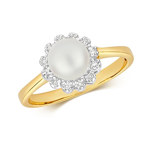 9CT DIAMOND & FRESH WATER PEARL