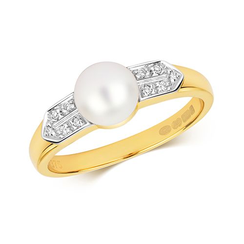 9CT DIAMOND & FRESH WATER PEARL