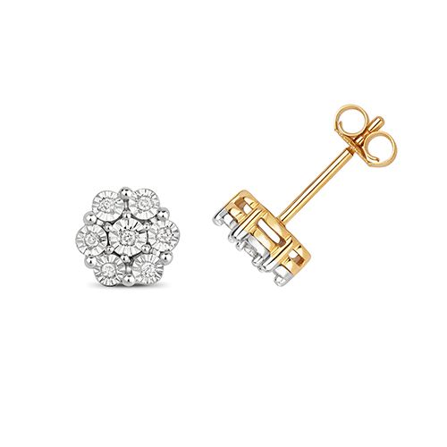 9CT 0.08CT DIAMOND ILLUSION PLATE CLUSTER