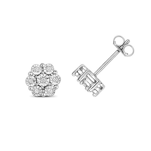 9CT 0.08CT DIAMOND ILLUSION PLATE CLUSTER