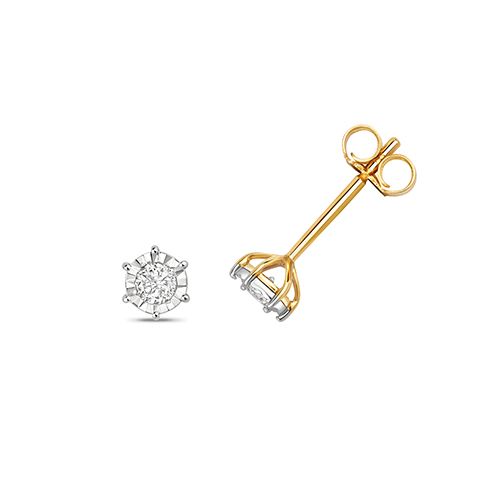 9CT 0.20CT DIAMOND ILLUSION PLATE STUDS