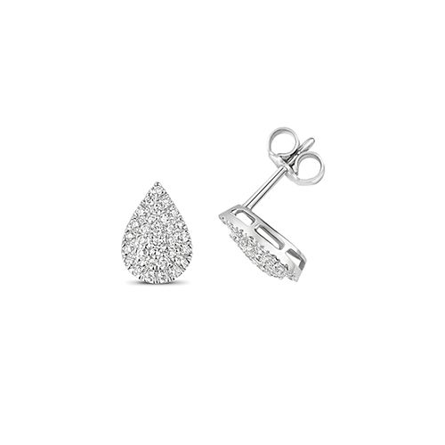 9CT 0.37CT DIAMOND STUDS PEAR CLUSTER
