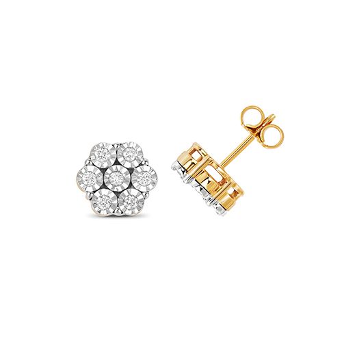9CT 0.40CT DIAMOND ILLUSION PLATE CLUSTER