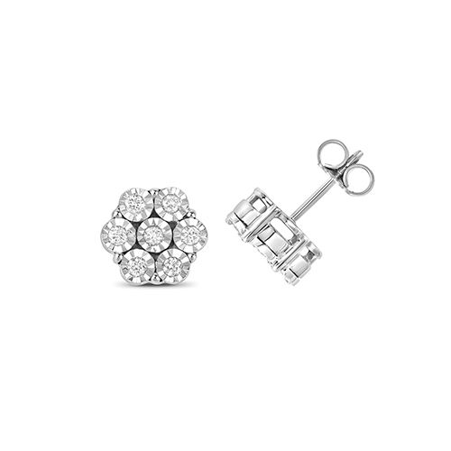 9CT 0.40CT DIAMOND ILLUSION PLATE CLUSTER
