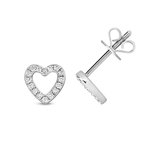 9CT 0.12CT DIAMOND HEART EARRING STUDS