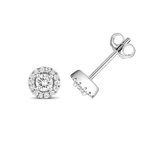 9CT 0.26CT DIAMOND HALO STUDS