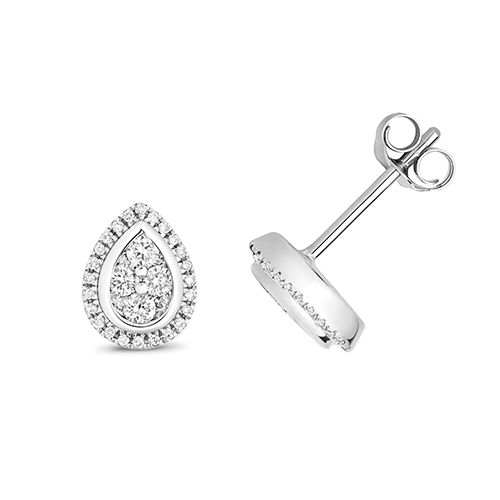 9CT 0.25CT DIAMOND CLUSTER STUDS PEAR