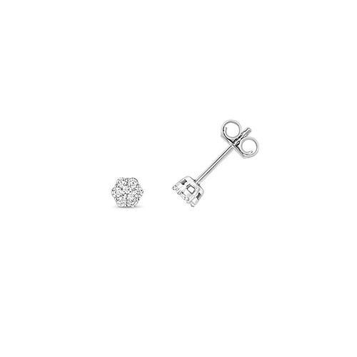 9CT 0.15CT DIAMOND CLUSTER STUDS