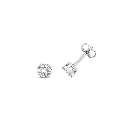 9CT 0.35CT DIAMOND CLUSTER STUDS