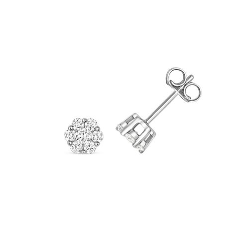 9CT 0.50CT DIAMOND CLUSTER STUDS