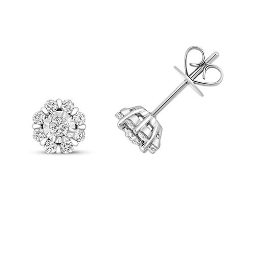 9CT 0.38CT DIAMOND ILLUSION CLUSTER STUDS
