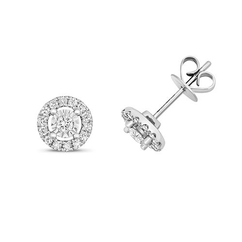 9CT 0.29CT DIAMOND ILLUSION CLUSTER STUDS