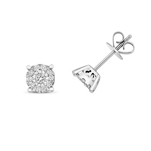 9CT 0.23CT DIAMOND ILLUSION CLUSTER STUDS