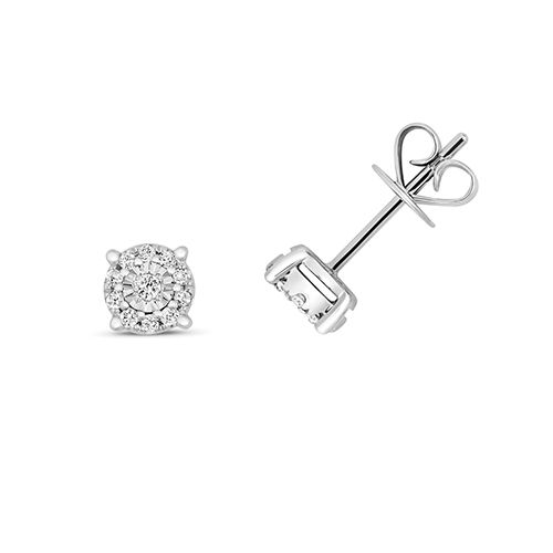 9CT 0.13CT DIAMOND ILLUSION CLUSTER STUDS