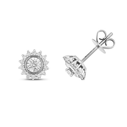 9CT 0.28CT DIAMOND ILLUSION CLUSTER STUDS