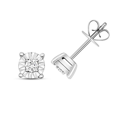 9CT 0.10CT DIAMOND ILLUSION STUDS ROUND