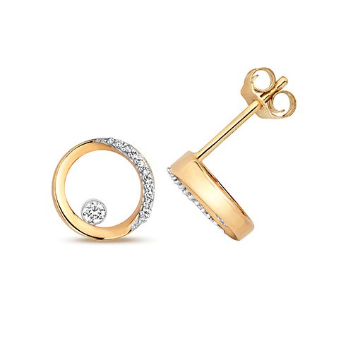 9CT DIAMOND CIRCLE SHAPE STUDS