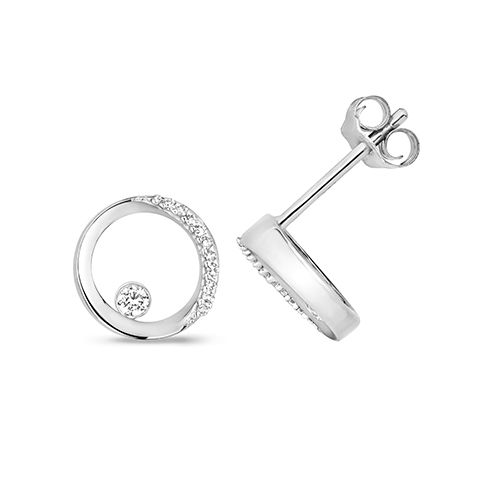 9CT DIAMOND CIRCLE SHAPE STUDS