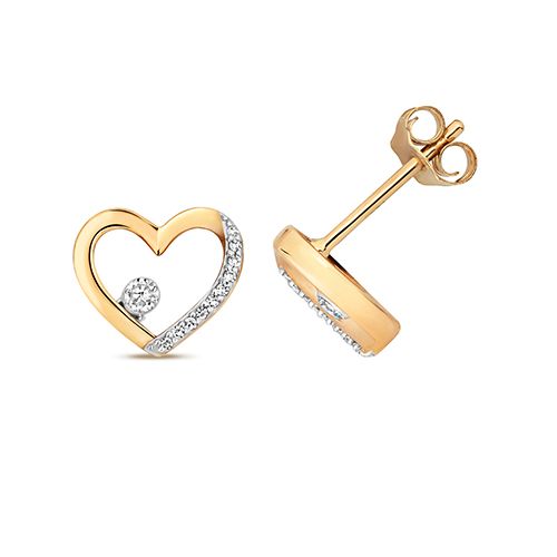 9CT DIAMOND HEART SHAPE STUDS