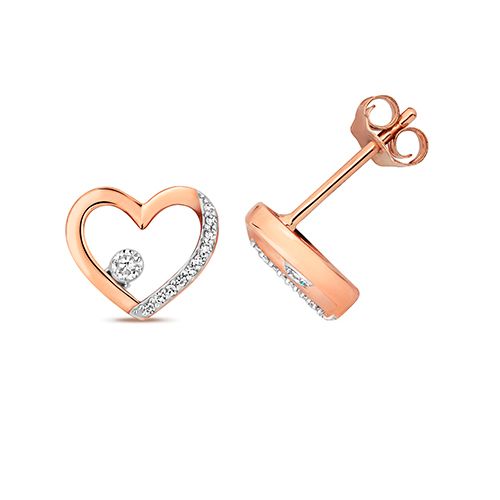 9CT DIAMOND HEART SHAPE STUDS