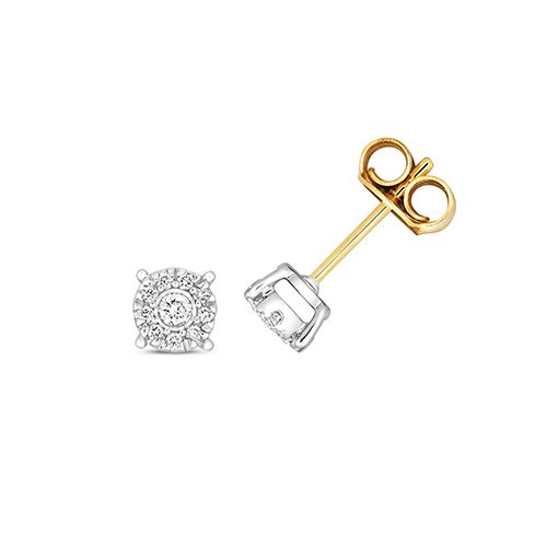 9CT 0.12CT DIAMOND BRILLIANT ILLUSION STUDS