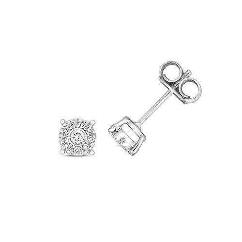 9CT 0.12CT DIAMOND BRILLIANT ILLUSION STUDS