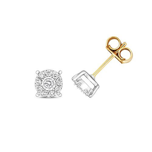 9CT 0.20CT DIAMOND BRILLIANT ILLUSION STUDS