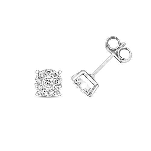 9CT 0.20CT DIAMOND BRILLIANT ILLUSION STUDS