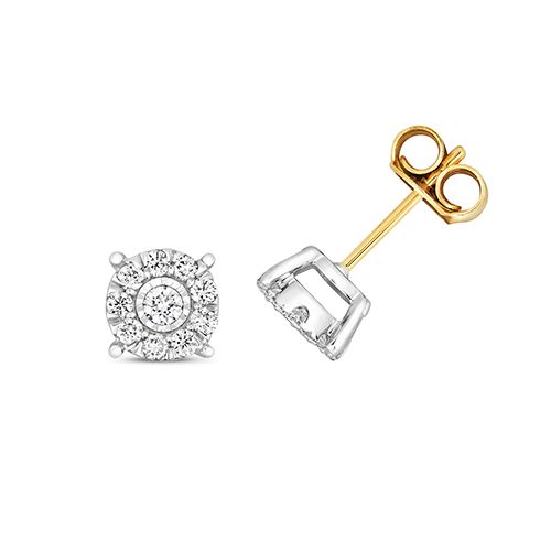 9CT 0.30CT DIAMOND BRILLIANT ILLUSION STUDS