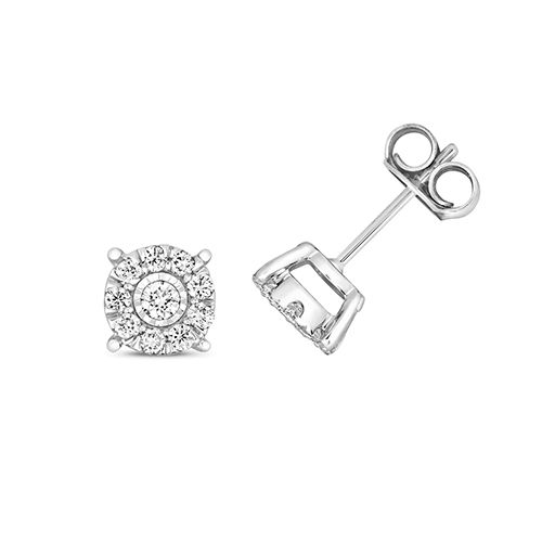 9CT 0.30CT DIAMOND BRILLIANT ILLUSION STUDS