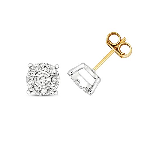 9CT 0.41CT DIAMOND BRILLIANT ILLUSION STUDS