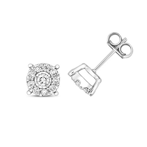 9CT 0.41CT DIAMOND BRILLIANT ILLUSION STUDS